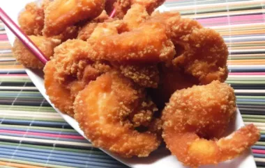 Crunchy and savory shrimp coated in a mixture of captain crunch and cornmeal for a delicious and unique twist on classic fried shrimp.