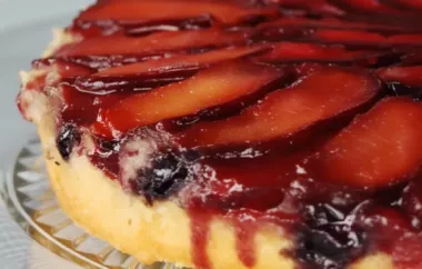 Delicious plum blueberry upside-down cake that is perfect for any occasion